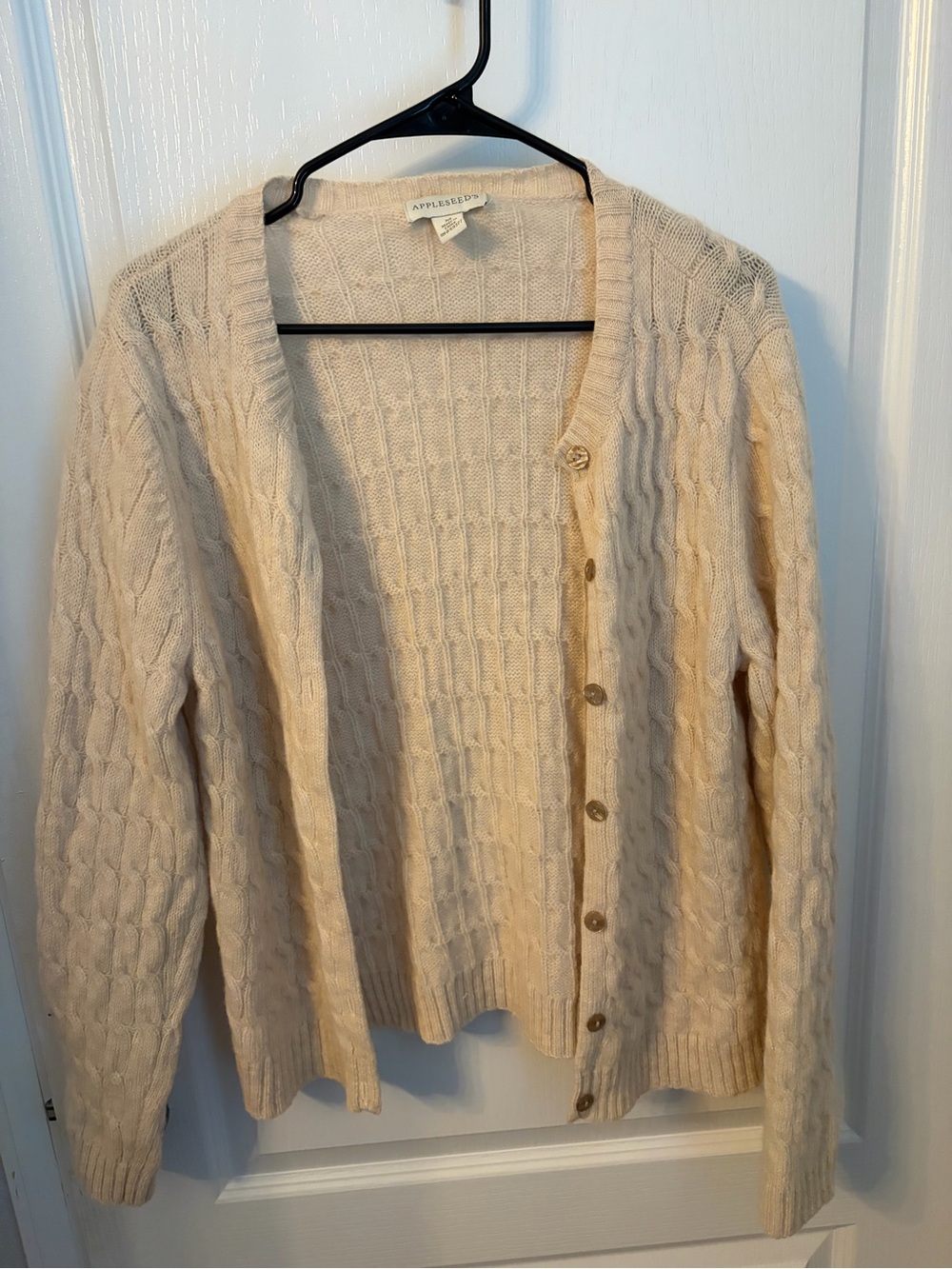 Appleseed's Cream Cable-Knit Button-Front Cardigan